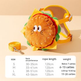 Pet Cute Burger Fries Backpack Hand Holding Rope