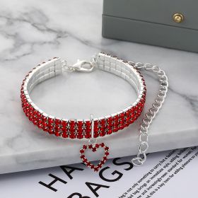 Three-row Stretch Pet Rhinestone Necklace Cat Dog Collar